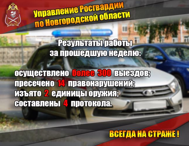 Результаты работы подразделений регионального управления Росгвардии за прошедшую неделю