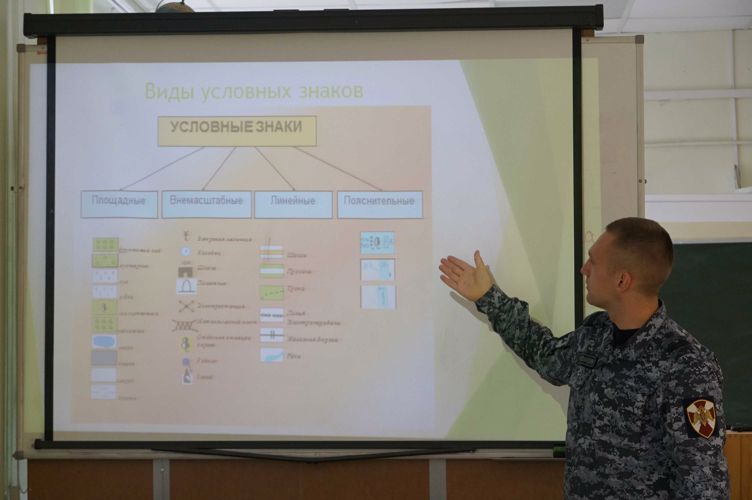 Новгородские росгвардейцы провели занятие для подшефного класса  по топографии