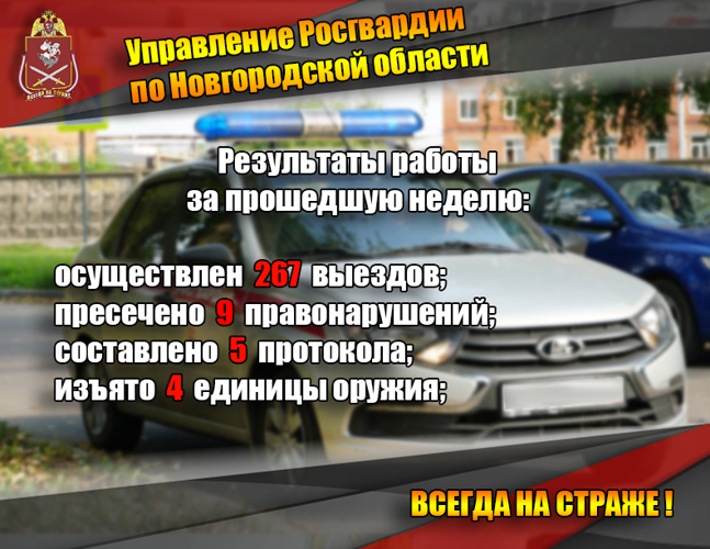 Результаты работы новгородской Росгвардии за прошедшую неделю