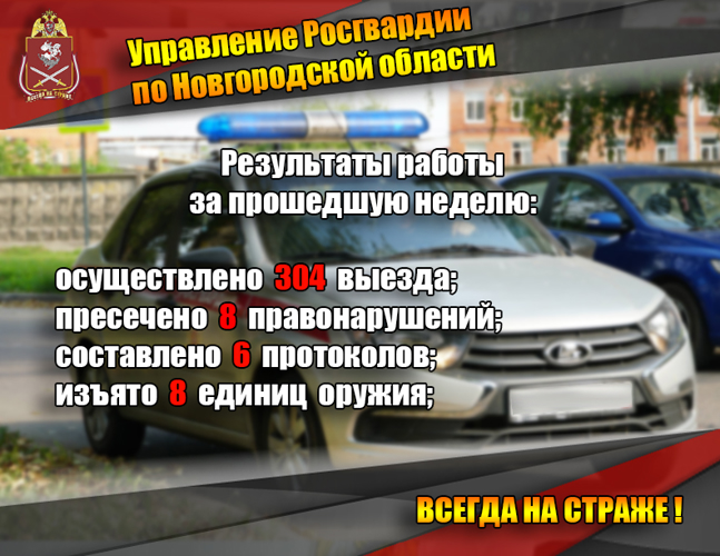 Результаты работы новгородской Росгвардии за прошедшую неделю