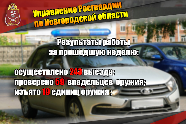 Новгородские росгвардейцы проверили по месту жительства 59 владельцев гражданского оружия