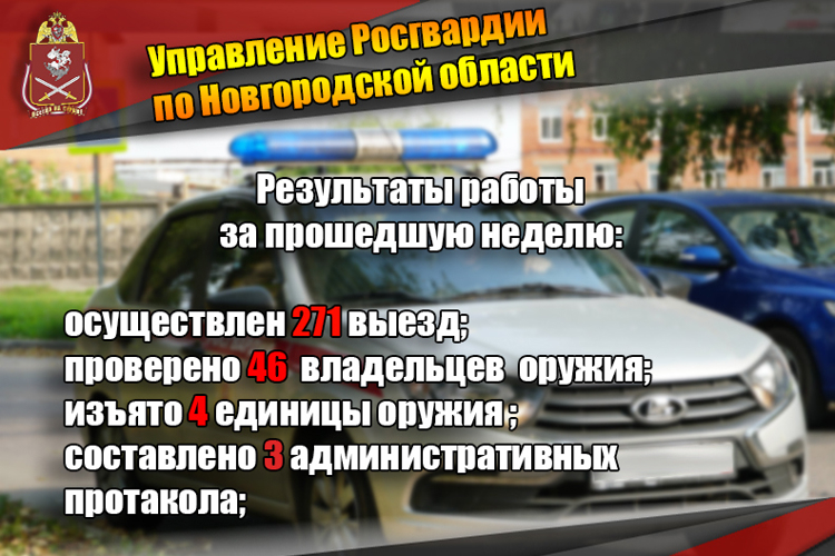 Новгородские росгвардейцы проверили по месту жительства 46 владельцев гражданского оружия