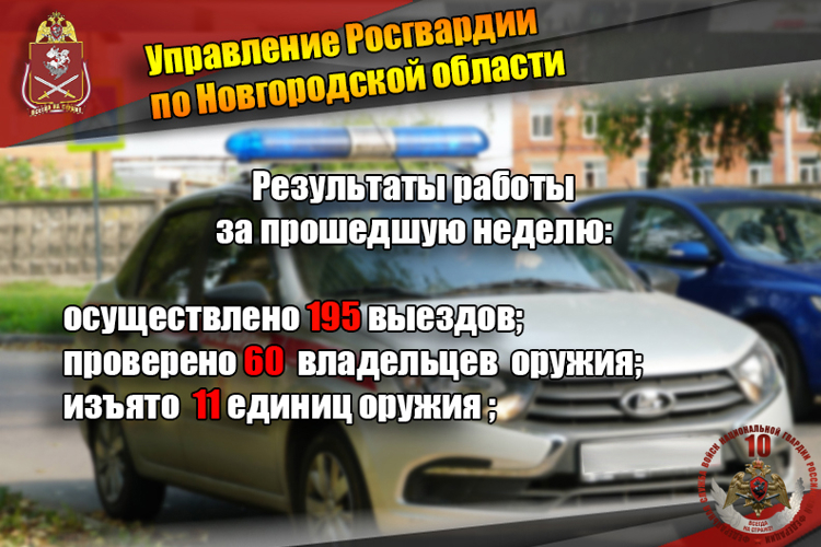Новгородские росгвардейцы изъяли 11 единиц оружия за прошедшую неделю