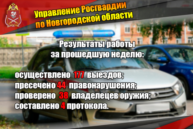 Новгородские росгвардейцы за неделю осуществили 177 выездов на охраняемые объекты по сигналу «тревога»