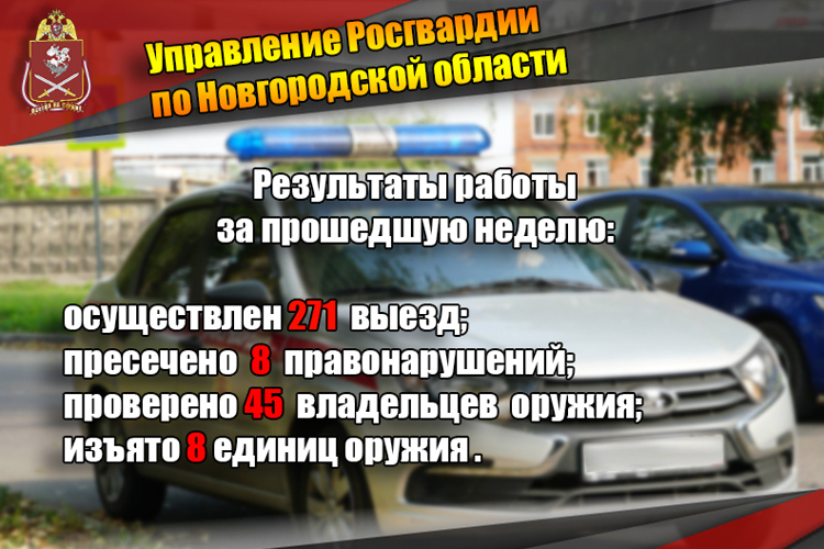 Новгородские росгвардейцы за неделю осуществили более  200 выездов на охраняемые объекты по сигналу «тревога»